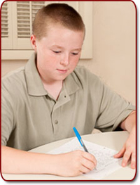 Boy writing
