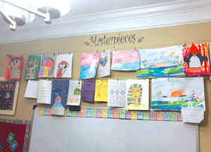 children's artwork wall