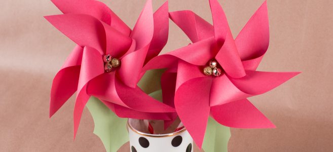 Two Poinsettia Pinwheels in a cup