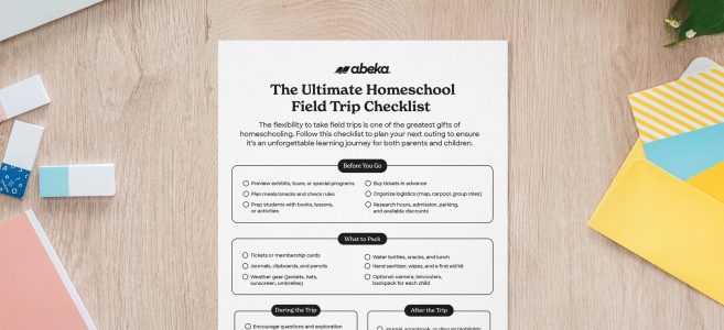 An image of printouts of the Abeka Field Trip checklist.